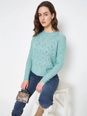 Modern Turtleneck Style Madame Sea Green Sweater