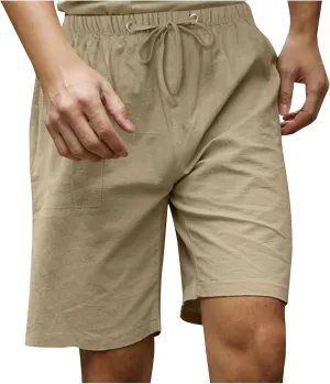 Loose Fit for Mens Summer Fall Linen Track Gym Beach Running Hawaiian Tropical Straight Leg Plain Shorts Mens 2025