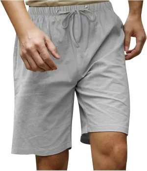 Loose Fit for Mens Summer Fall Linen Track Gym Beach Running Hawaiian Tropical Straight Leg Plain Shorts Mens 2025