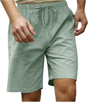 Loose Fit Shorts for Mens Fall Summer Linen Track Gym Beach Hawaiian Tropical Straight Leg Plain Shorts Mens 2025