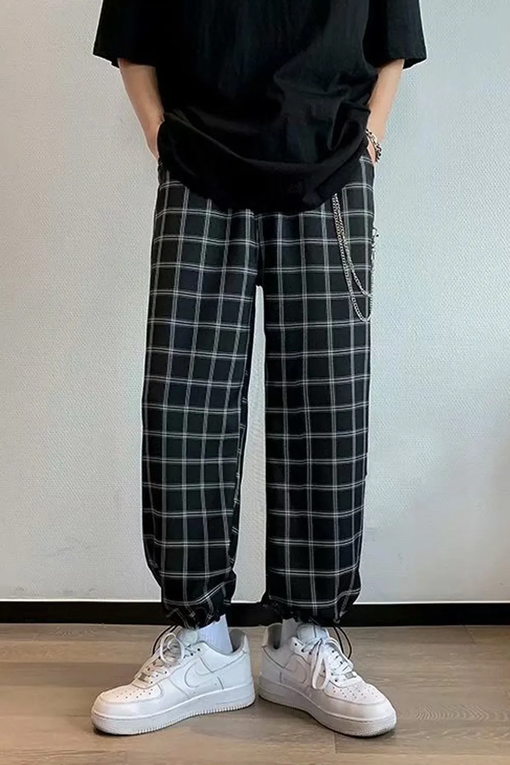 Loose Hip Hop Plaid Men Pants