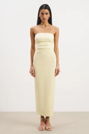 Flattering Waist Design Strapless Ruched Midaxi Dress - Buttermilk
