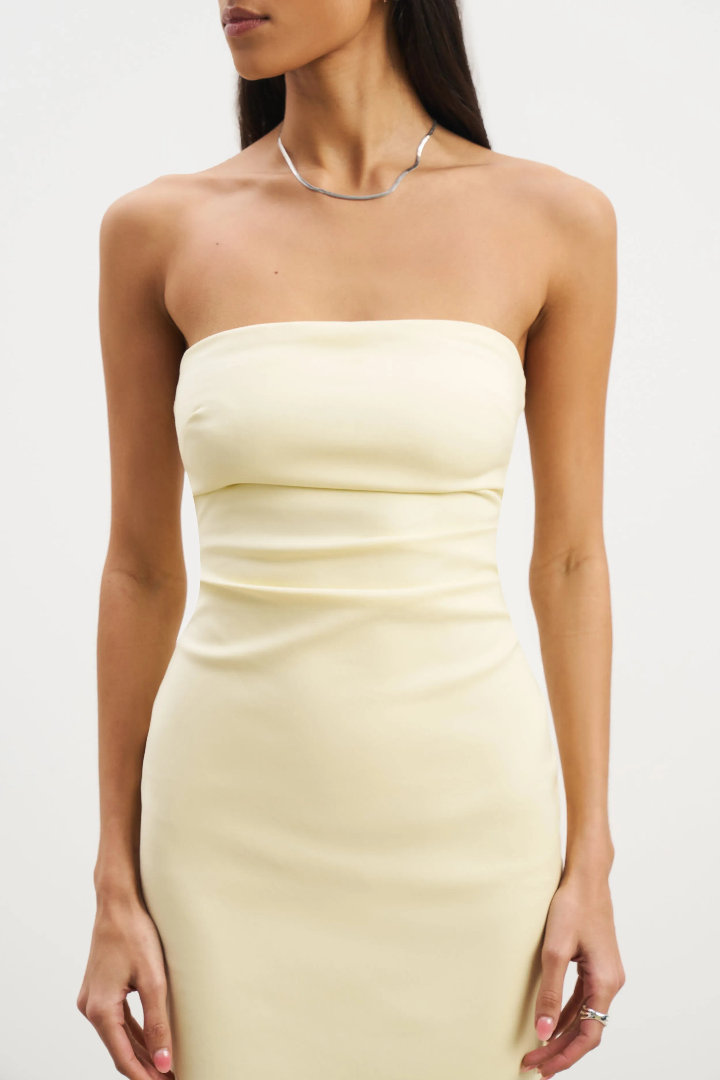 Natural Layers Dreamy Motion Strapless Ruched Midaxi Dress - Buttermilk