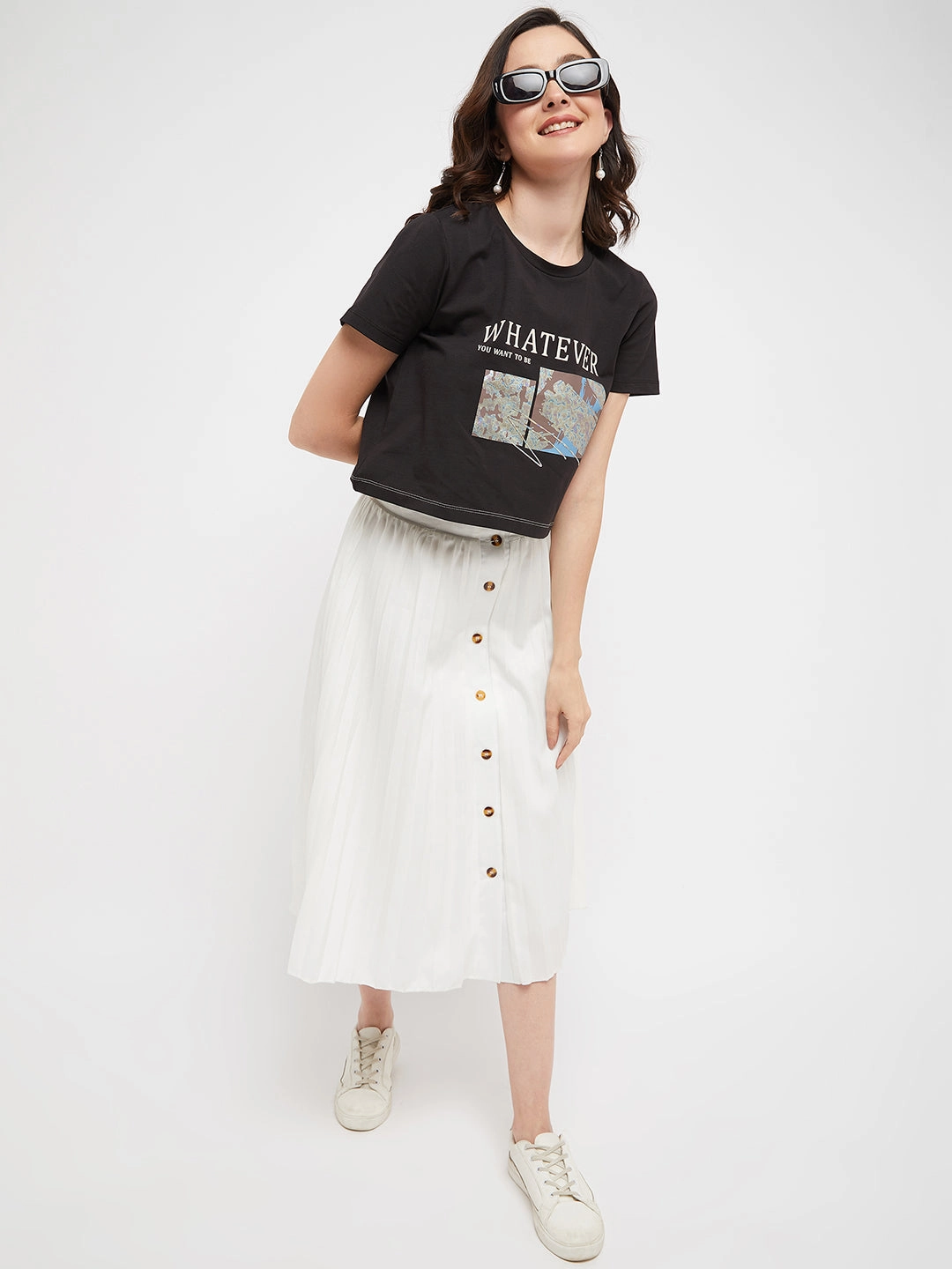Madame Black Typography Cotton T-Shirt Casual Elegance Outdoor Trend Look