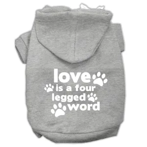 Love Is A Four Leg Word Screen Print Pet Hoodies Grey Size Xl (16)