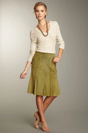 Tulip Suede Skirt - Olive Chic Appeal Soft Motion