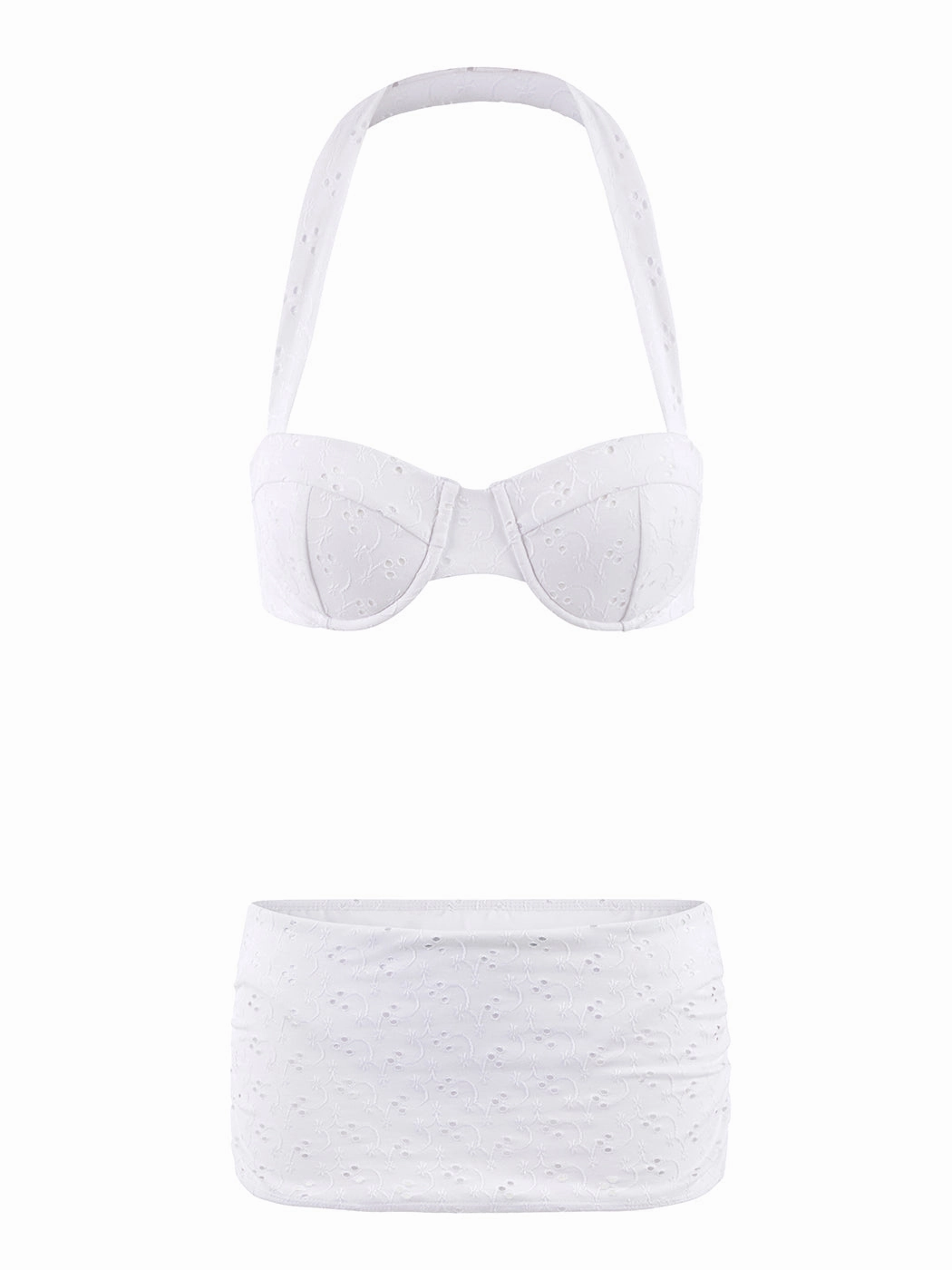 Priscilla Swim Skirt | Milk Eyelet Luxurious Feel VentedBack