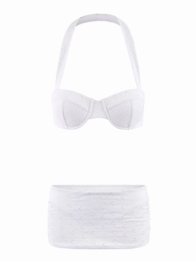 Priscilla Swim Skirt | Milk Eyelet Luxurious Feel VentedBack