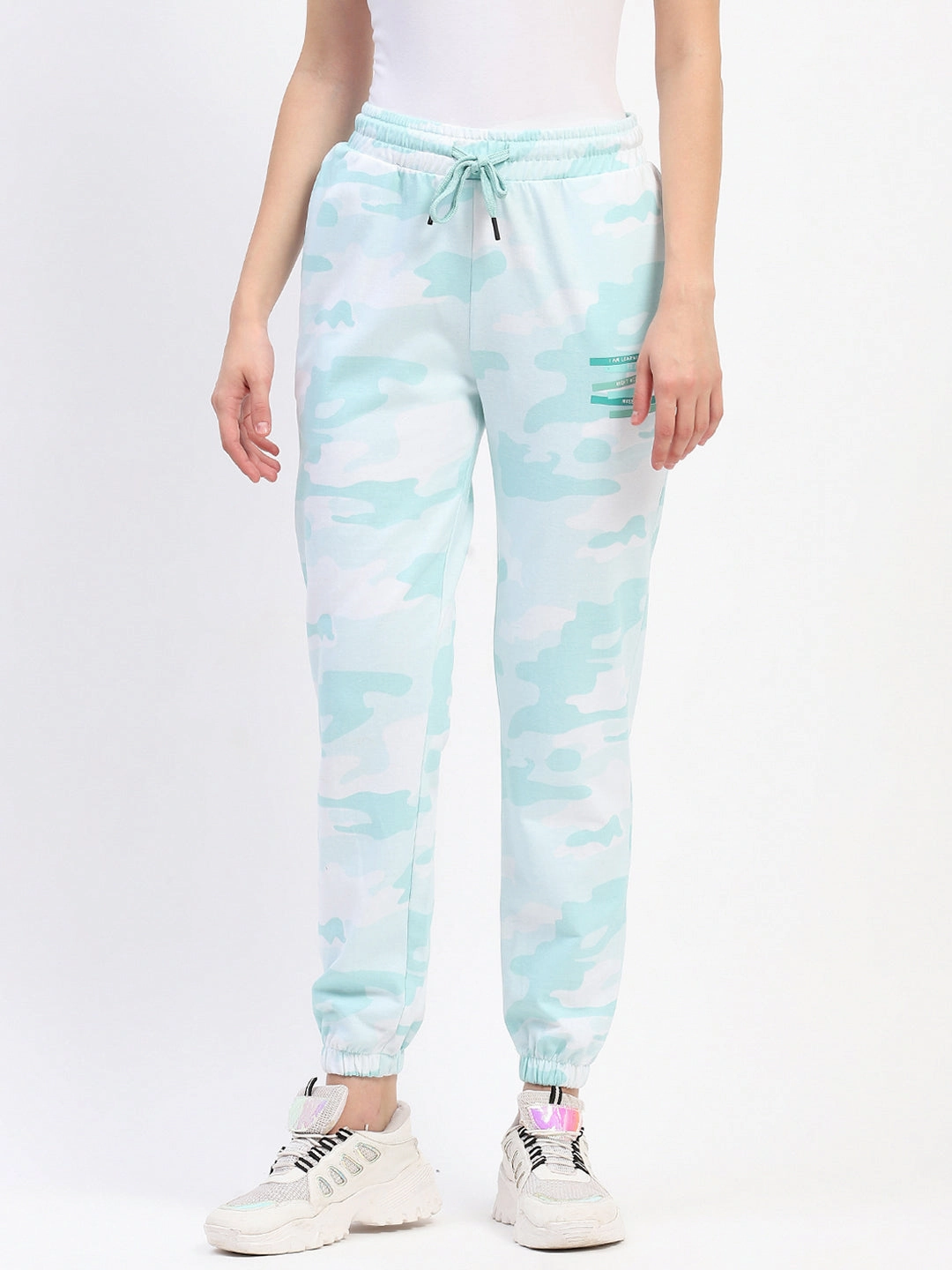Travel Fit Breathable Motion mSECRET Mint Camouflage Cotton Jogger Pants with Drawstring Waist