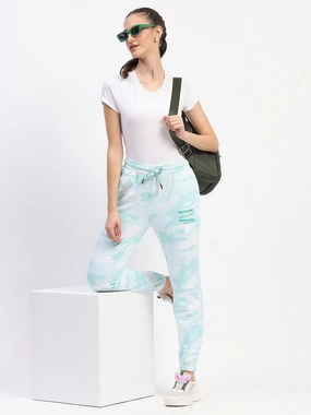 Active Design Wear mSECRET Mint Camouflage Cotton Jogger Pants with Drawstring Waist