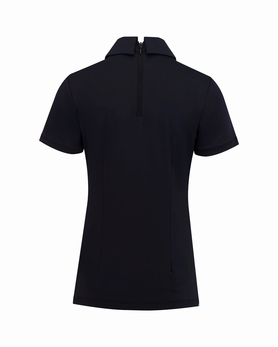 MultiDirectionalStretch Front shirring short sleeve t-shirt - Black