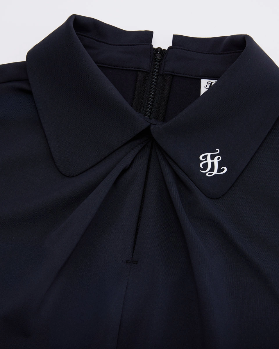 Front shirring short sleeve t-shirt - Black Sporty Top