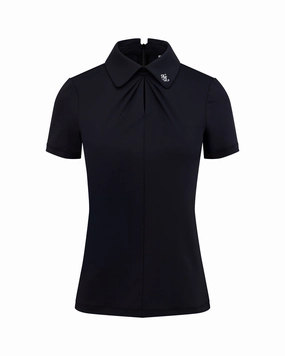 Front shirring short sleeve t-shirt - Black Wrinkle Resistant Treatment