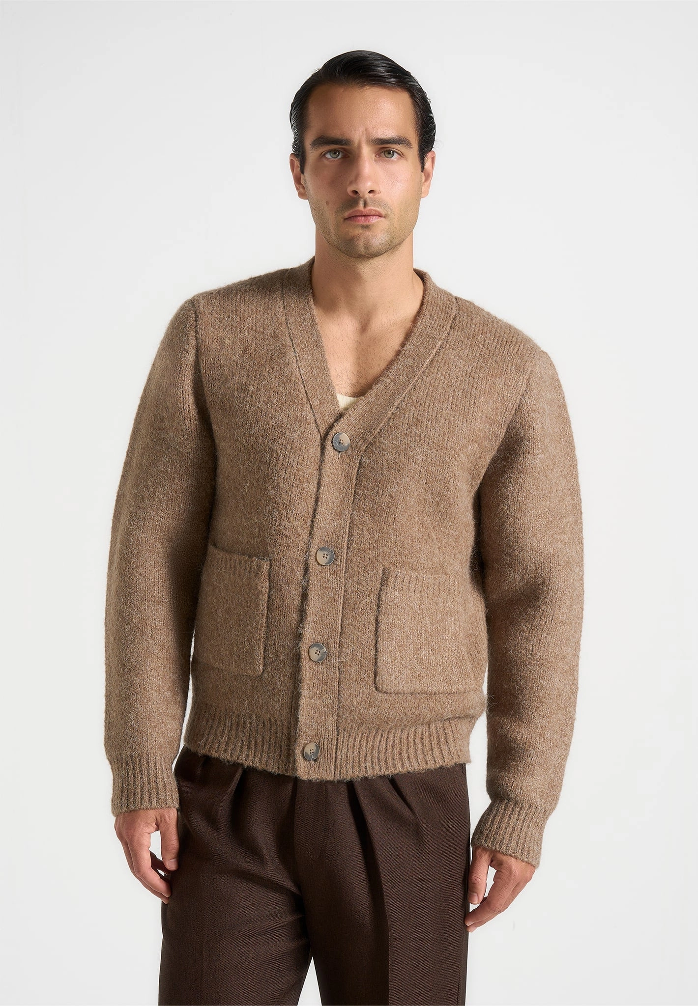 EcoConscious Manufacturing Aldo - Wool Knit Cardigan - Taupe