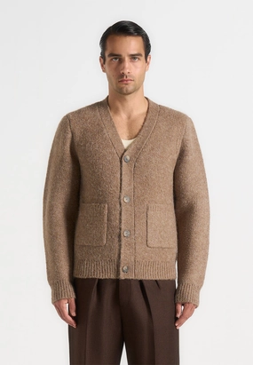 Aldo - Wool Knit Cardigan - Taupe Outdoor Leisure Low Impact Dye