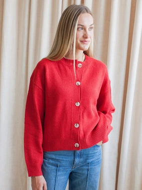 KnitCuff Reinforcements Gentle Tone Ophelia Cardigan - Red