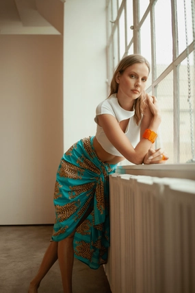 Aesthetic Look Luciana Pareo Skirt Cyan
