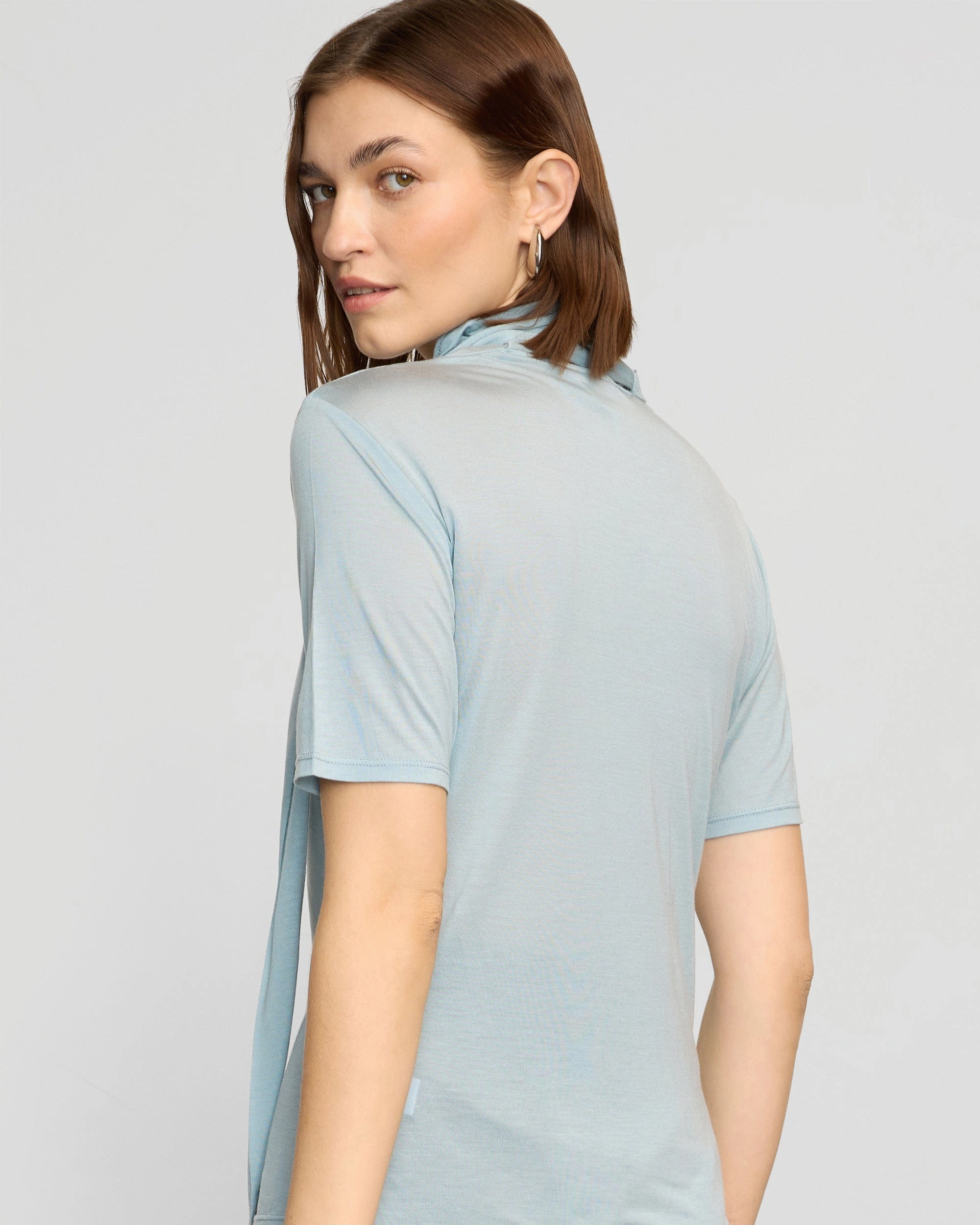 Everyday Fashion QuickDry Performance Lucine Scarf-Neck Semi-Sheer Tencel Tee