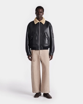 suitable for home Prize Lude - Bonded Shearling Flight Jacket - Cornstalk/Black