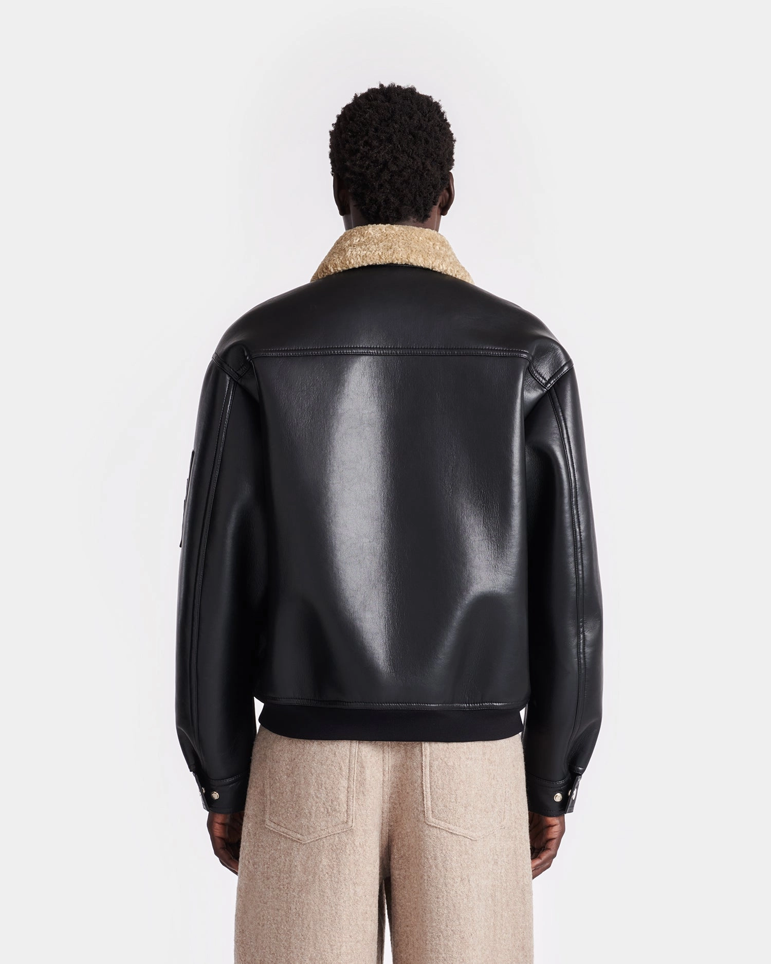 Lude - Bonded Shearling Flight Jacket - Cornstalk/Black sincere