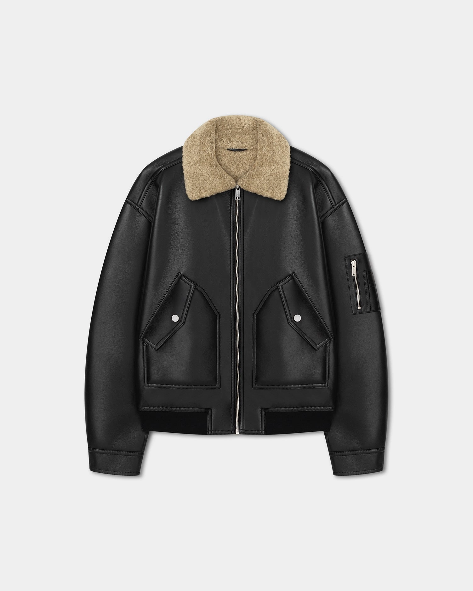 area cute look Lude - Bonded Shearling Flight Jacket - Cornstalk/Black