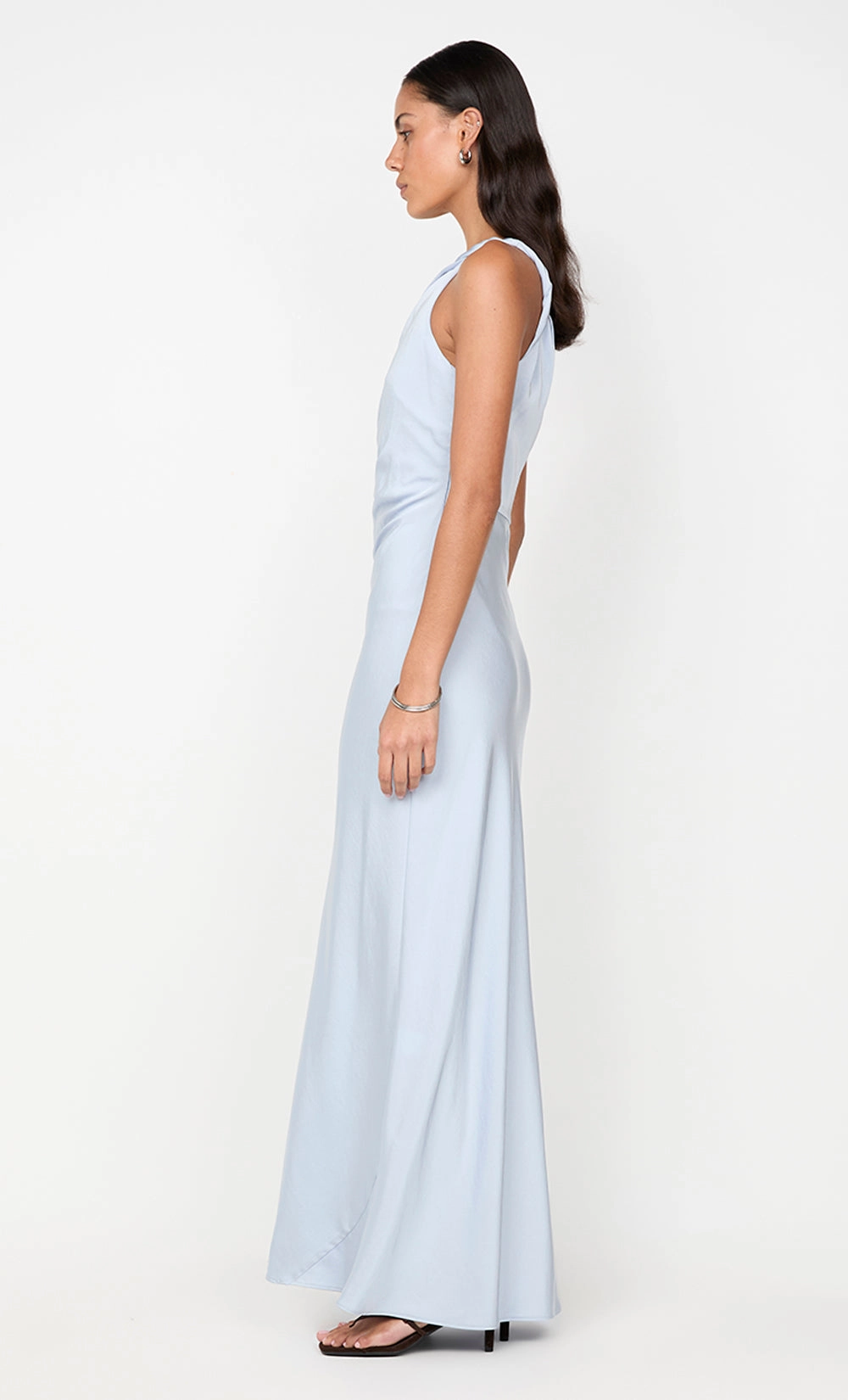 LUNETTA ASYM DRESS - DUSTY BLUE Crystal-Detail