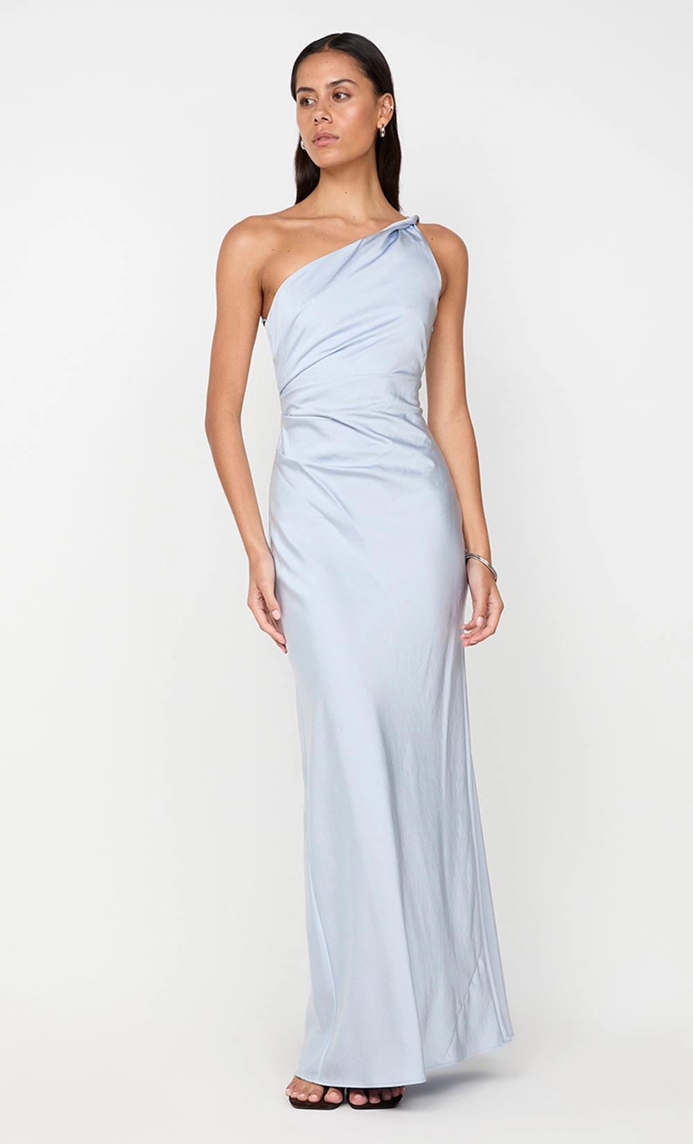Fluid Cut Bow Glow LUNETTA ASYM DRESS - DUSTY BLUE