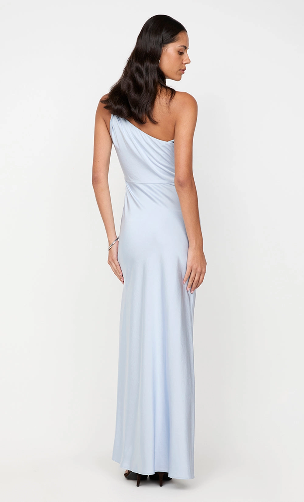 LUNETTA ASYM DRESS - DUSTY BLUE Flattering Waist Fit