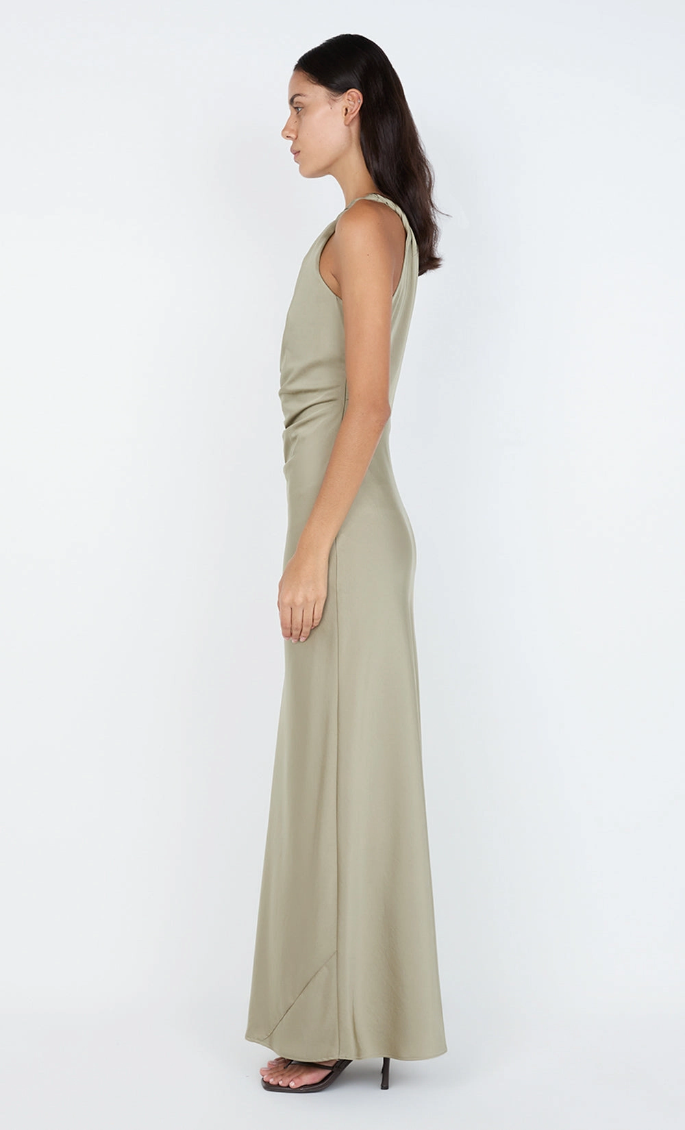 LUNETTA ASYM DRESS - SAGE Handmade Night wear