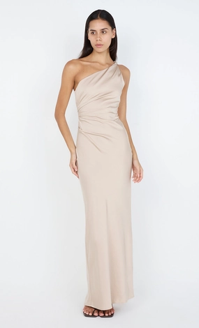 LUNETTA ASYM DRESS - SAND Clean Texture Simple Profile