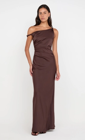 LUNETTA TWIST STRAP DRESS - DARK CHOCOLATE Relaxed Look Clean Base