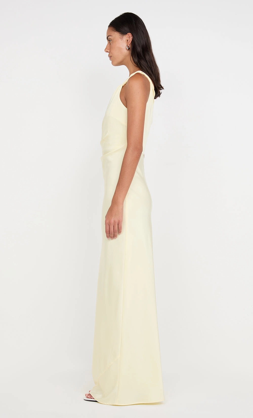 LUNETTA TWIST STRAP DRESS - ICE YELLOW Polite Tone Sharp Detail