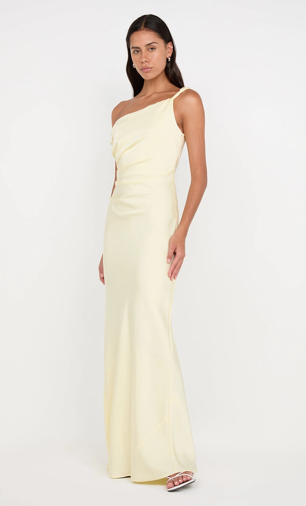 Shimmer-Finish LUNETTA TWIST STRAP DRESS - ICE YELLOW
