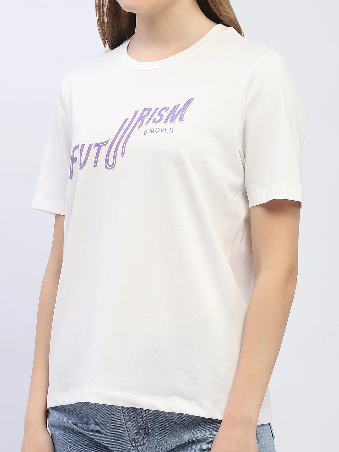 Easy Fit Wear Fashion and Comfort Madame Typography White Regular T-Shirt