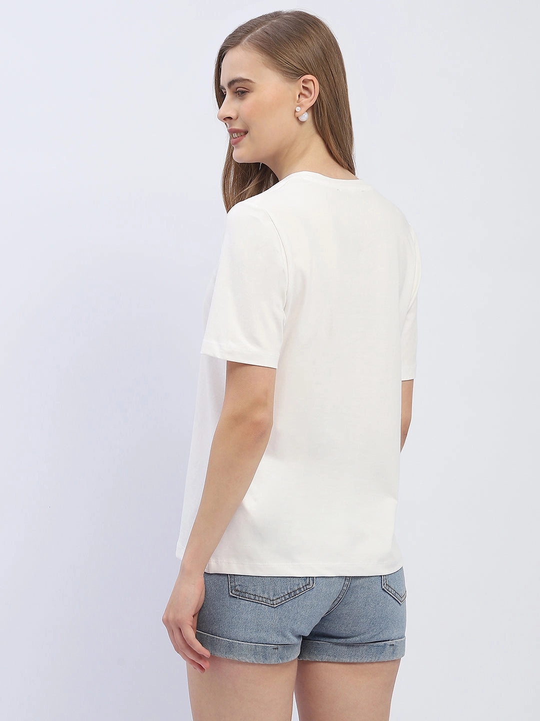 Layering Comfort Wear Madame Typography White Regular T-Shirt