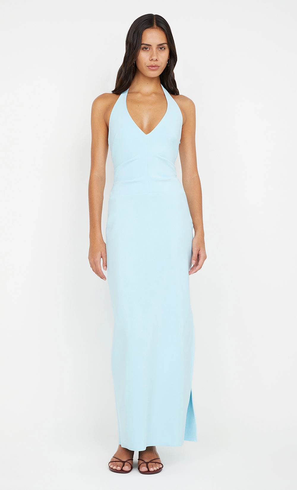 ARIVEN HALTER MAXI DRESS - SKY BLUE Patterned-Fabric