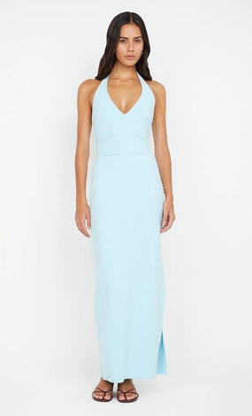 ARIVEN HALTER MAXI DRESS - SKY BLUE Patterned-Fabric