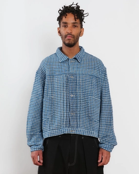 Classic Cut Relaxed Style Bold Sundae Jacket - Indigo Wobbly Waffle