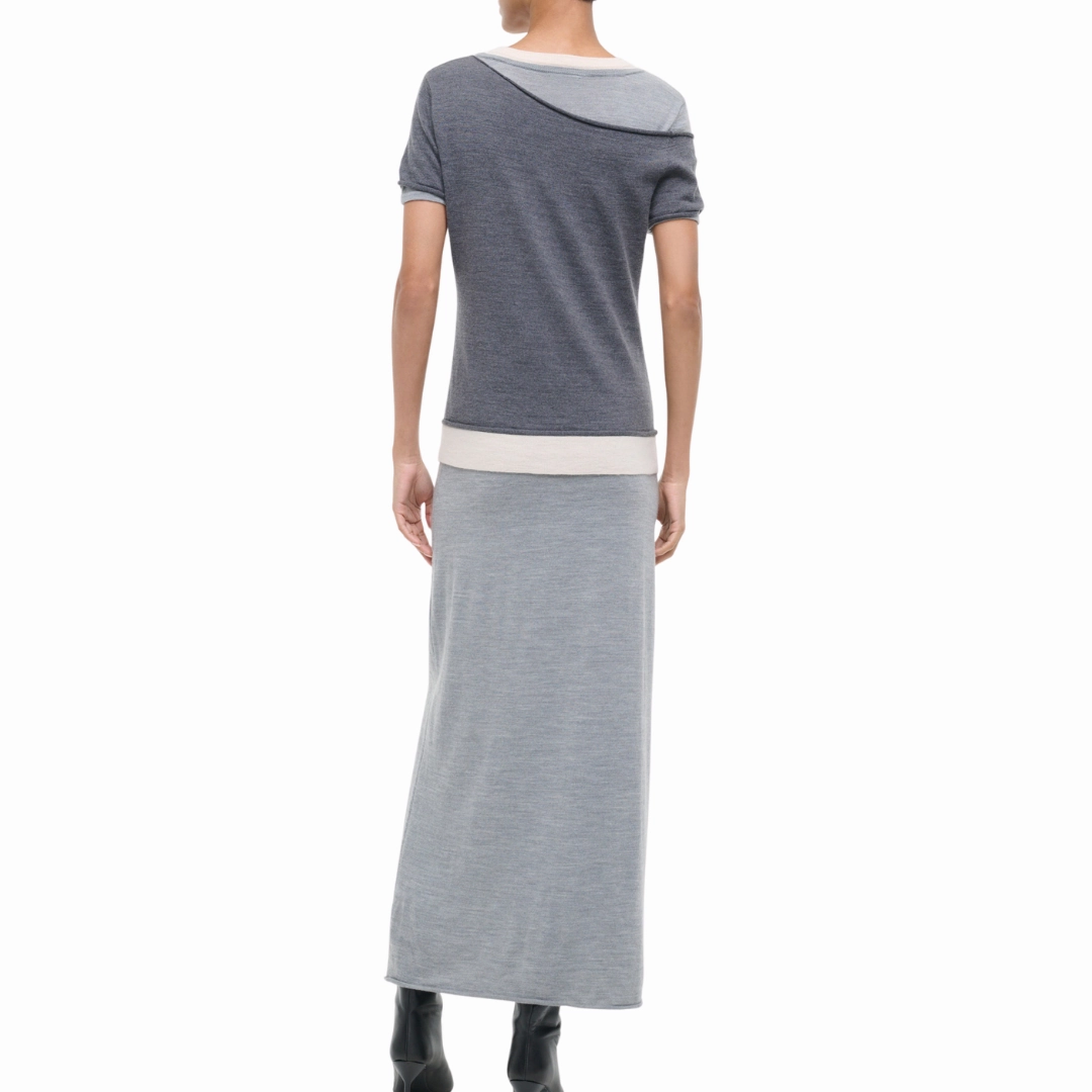 Lyric Layered Sweater Dress Neutral Aesthetic Slim Silhouette