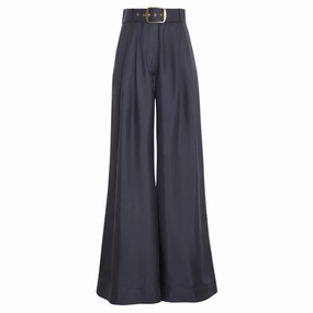 Chic Design Wear Reflective Trim Lyrical Pleated Pant