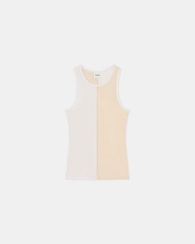 Stylish T-shirt Macha - Color Blocked Tank Top - White/Eggshell