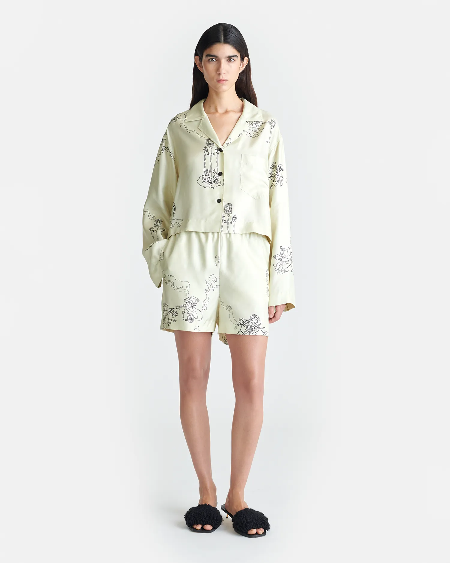 Vally - Cropped Silk Twill Shirt - Folktale Lace trim
