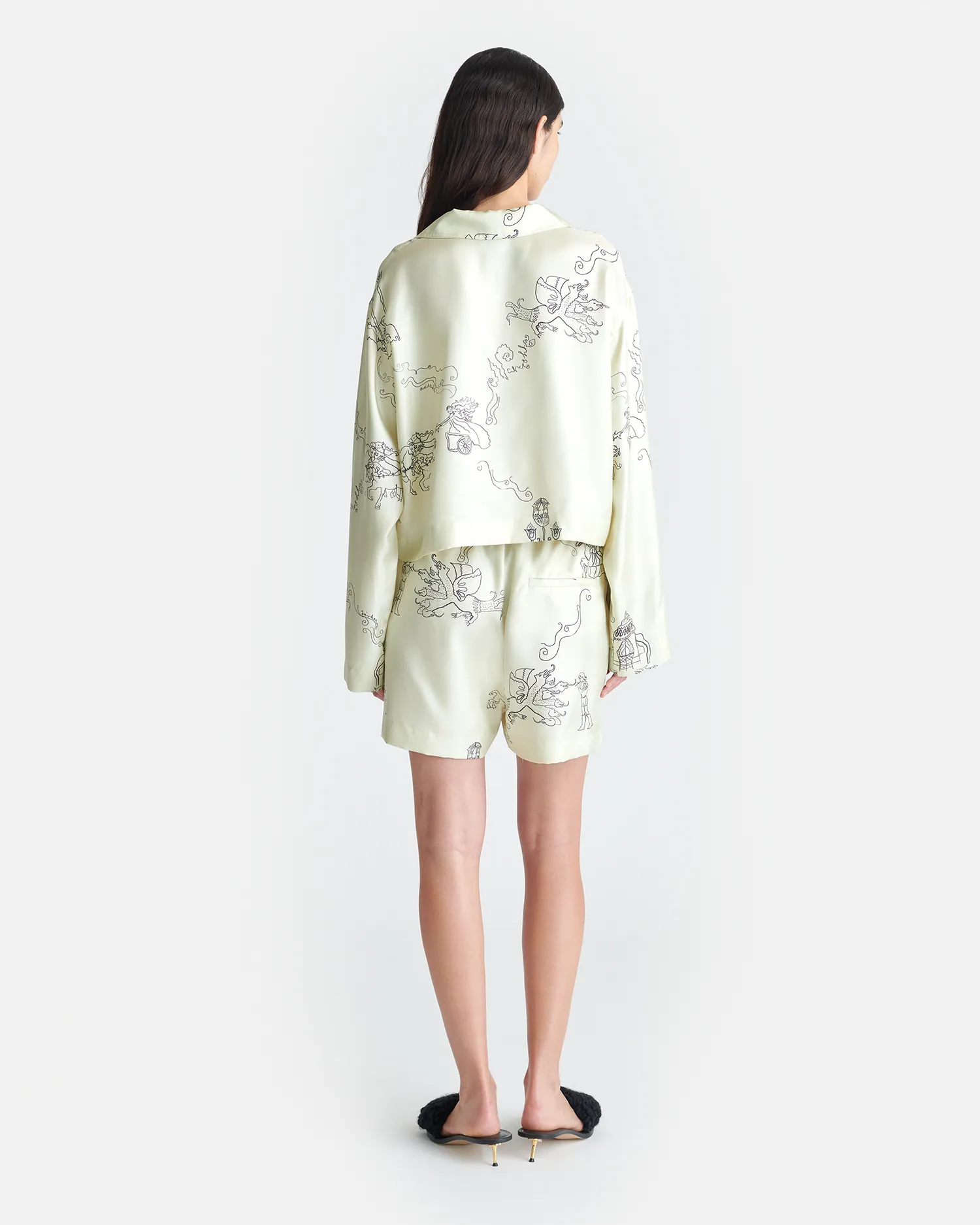 Layered Look Unique Piece Vally - Cropped Silk Twill Shirt - Folktale