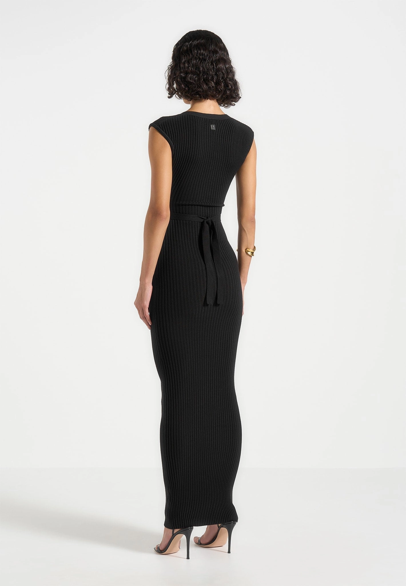 Cashmere Blend Helene - Knitted Midaxi Dress with Belt - Black