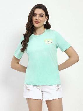 Perfect for Outdoors Madame 3D Print Monochromatic Cotton Mint T-Shirt