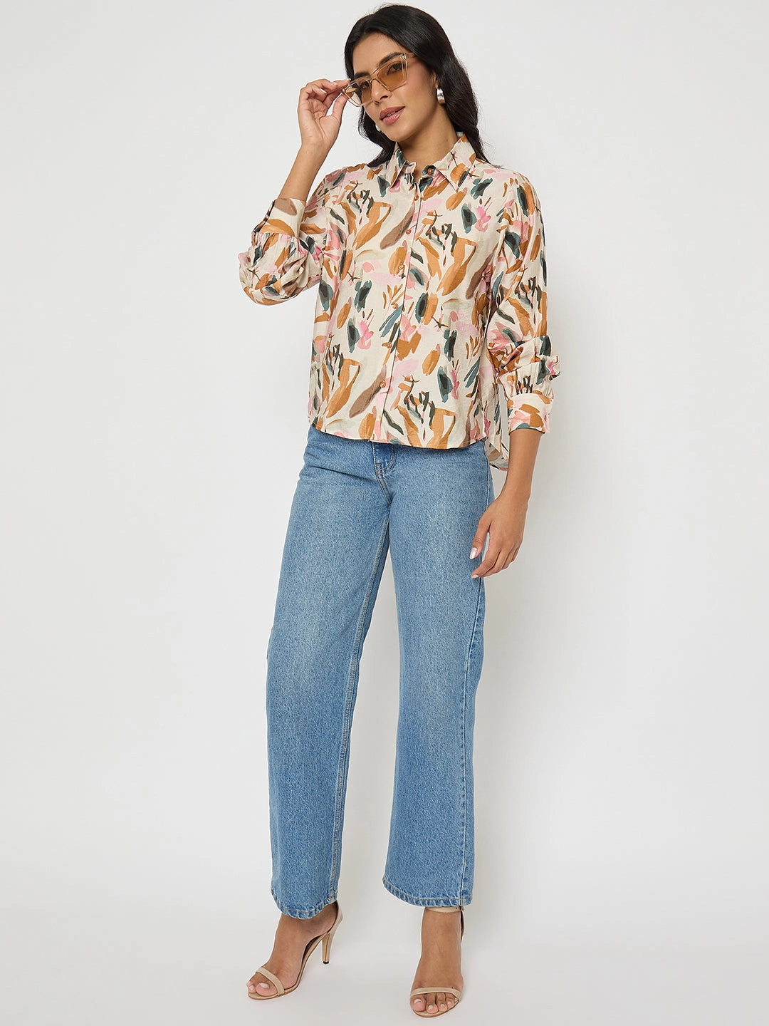 Madame Abstract Print Rust Red Rayon Blend Shirt Quick Dry Technology All-Weather Ready