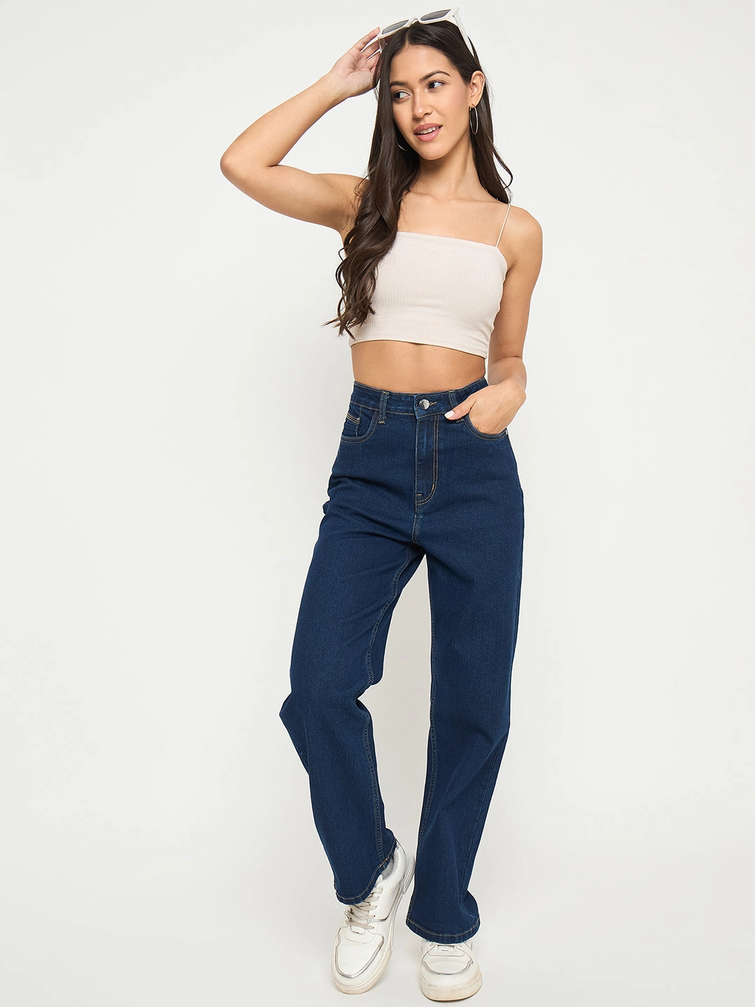 Professional Wear Weekend Warrior Madame Acid Wash Dark Blue Cotton Blend Straight Jeans