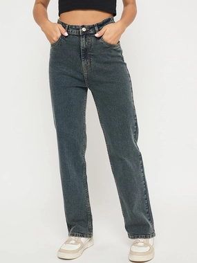 Madame Acid Wash Tinted Yellow Cotton Blend Jeans Smooth Lightweight Daily Fashion