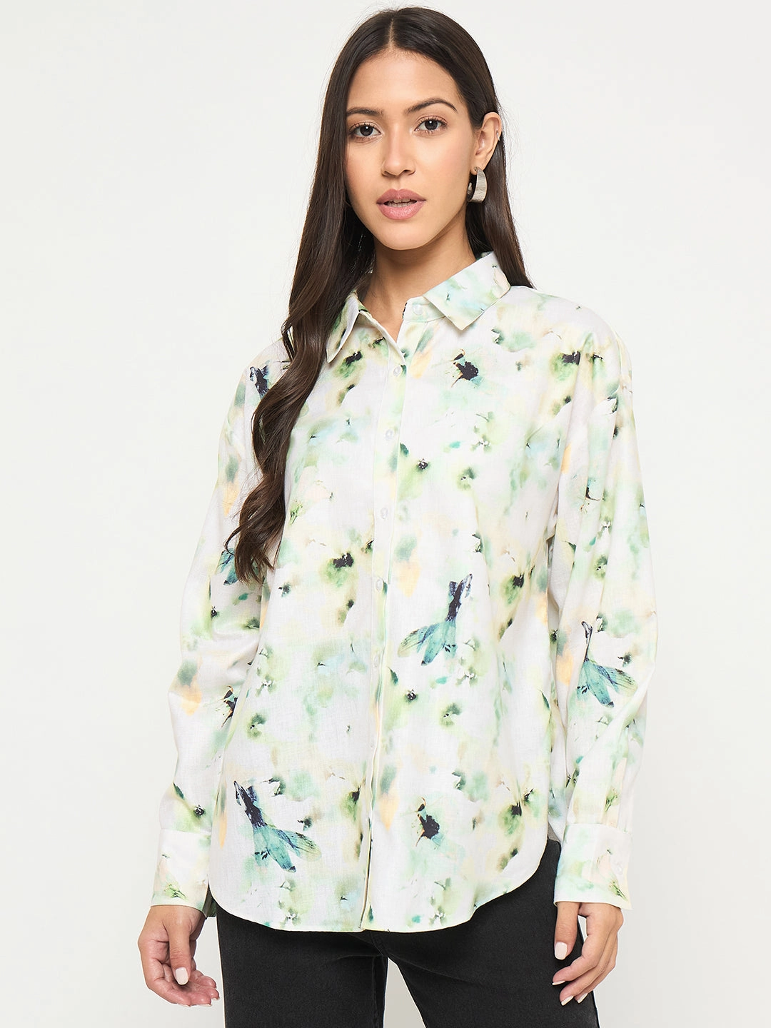 Contemporary Design Madame All Over Botanical Print Lemon Yellow Shirt