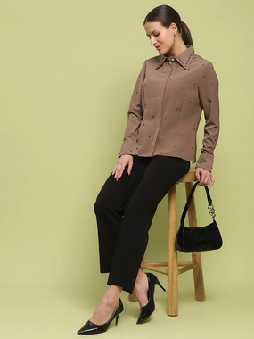 Madame Allover Embellished Brown Shirt Seasonal Collection